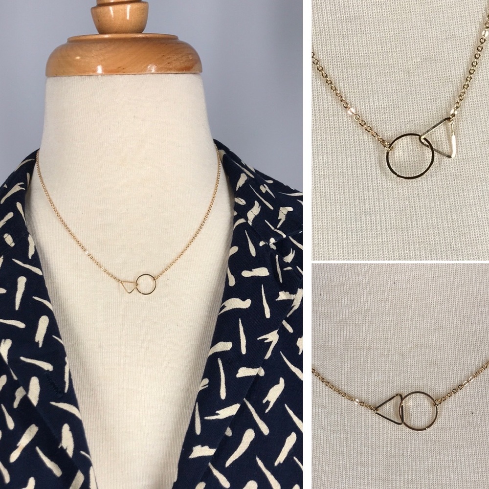 Geometric Interlocking Triangle & Circle Necklace… - image 1